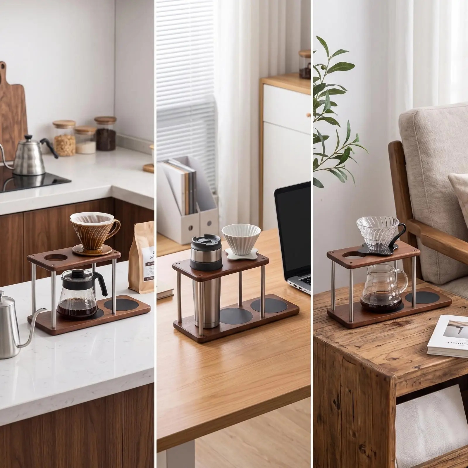 Coffee Brewing Stand Two Level Coffee Storage Rack Mug Display Coffee Cups Holder for Countertop Coffee Setup