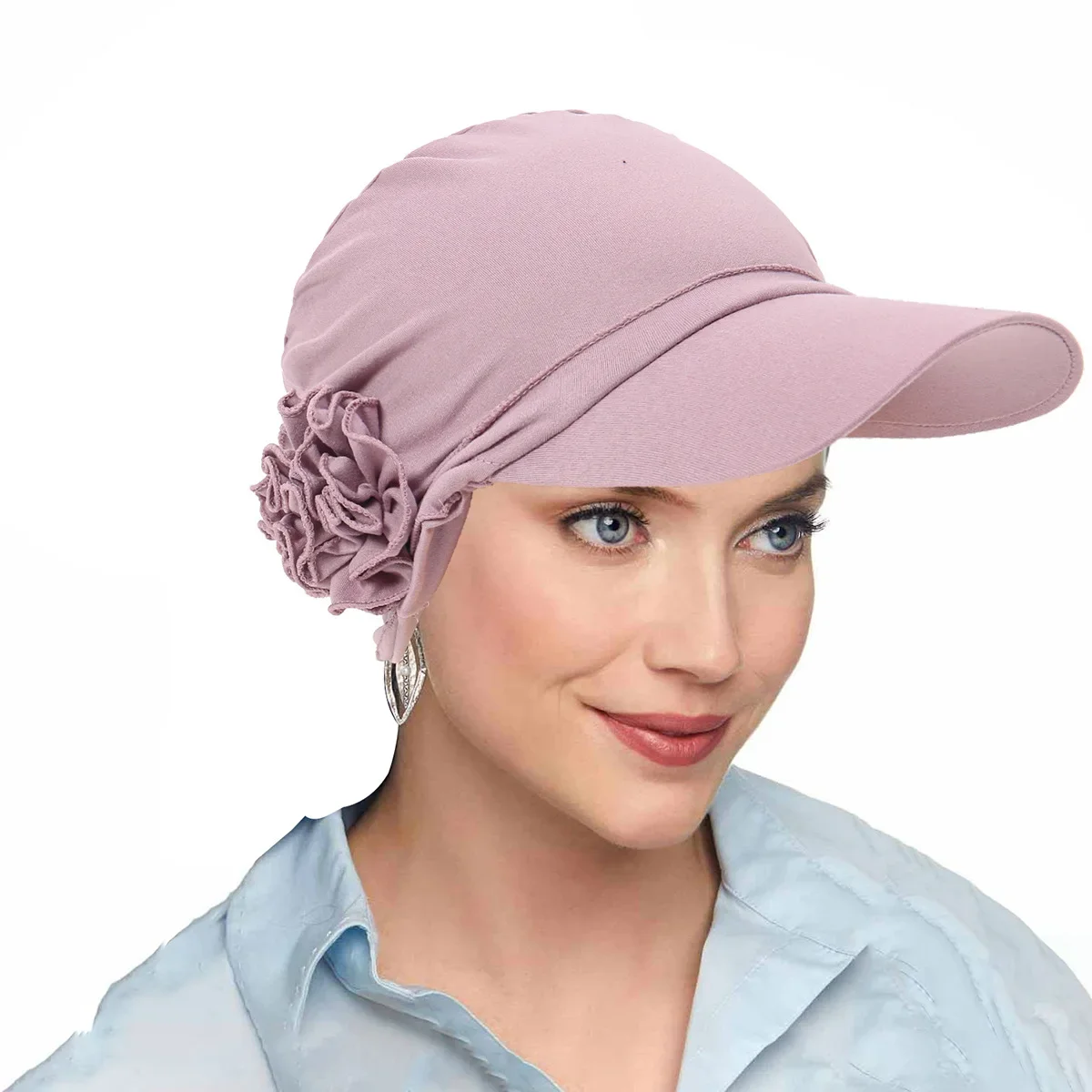 

Casual Flower Hat Women Muslim Hijab Turban Cap Pullover Bonnet Beanies Sun Visor Caps Wide Brim Hair Loss Headscarf Head Wrap