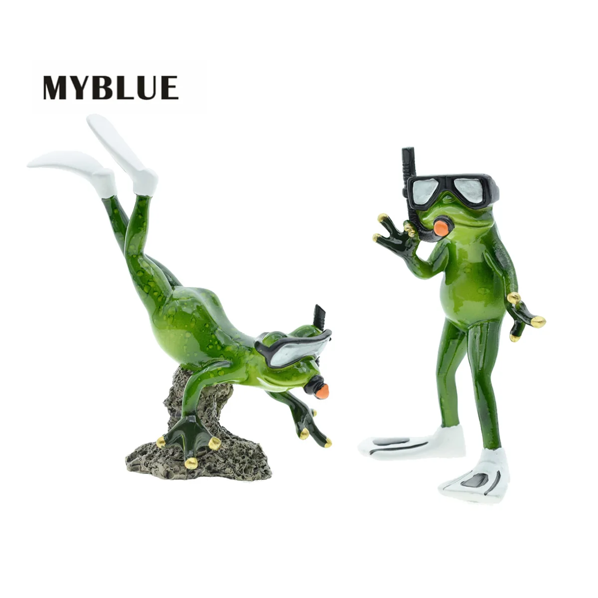 

Animal Frog Figurine Resin MYBLUE Kawaii Swimming Diving Miniature Nordic Garden Home Room Table Decoration Accessories