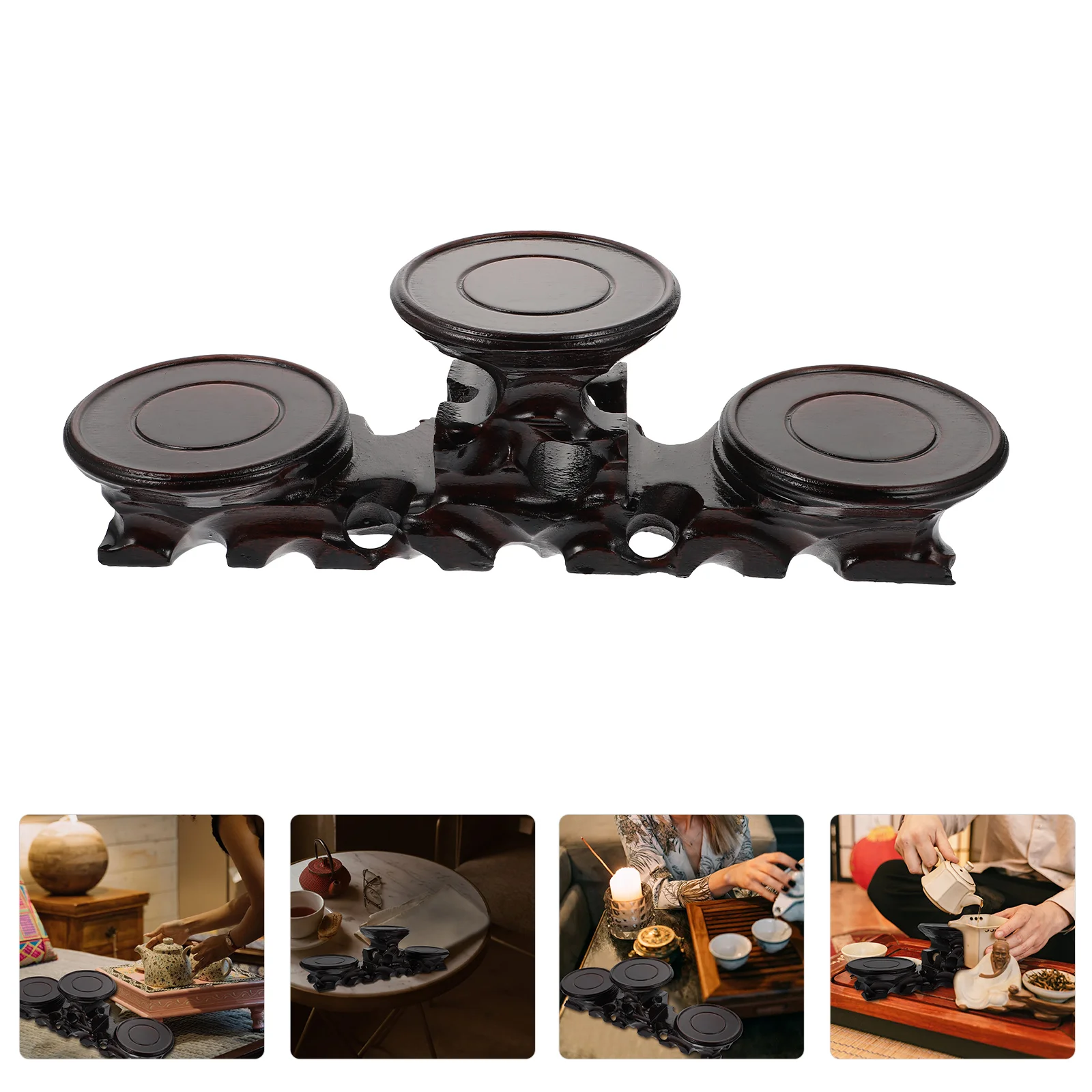 

1pc Wooden Display Stand Base For Jade Stone Crafts Miniature Figurines Tea Pot Carving Craft Storage Bracket