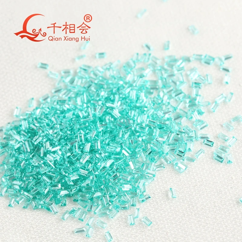 

1*2mm lab grown paraiba color baguette Shape Yttrium Aluminum Garnet Cultivated Tsavorite inclusions gem stone