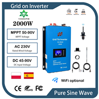 2000W DC 48V & AC 230V On Grid Inverter with Limiter Sensor Wind Turbine Generator MPPT WiFi Monitor Battery Discharge Converter