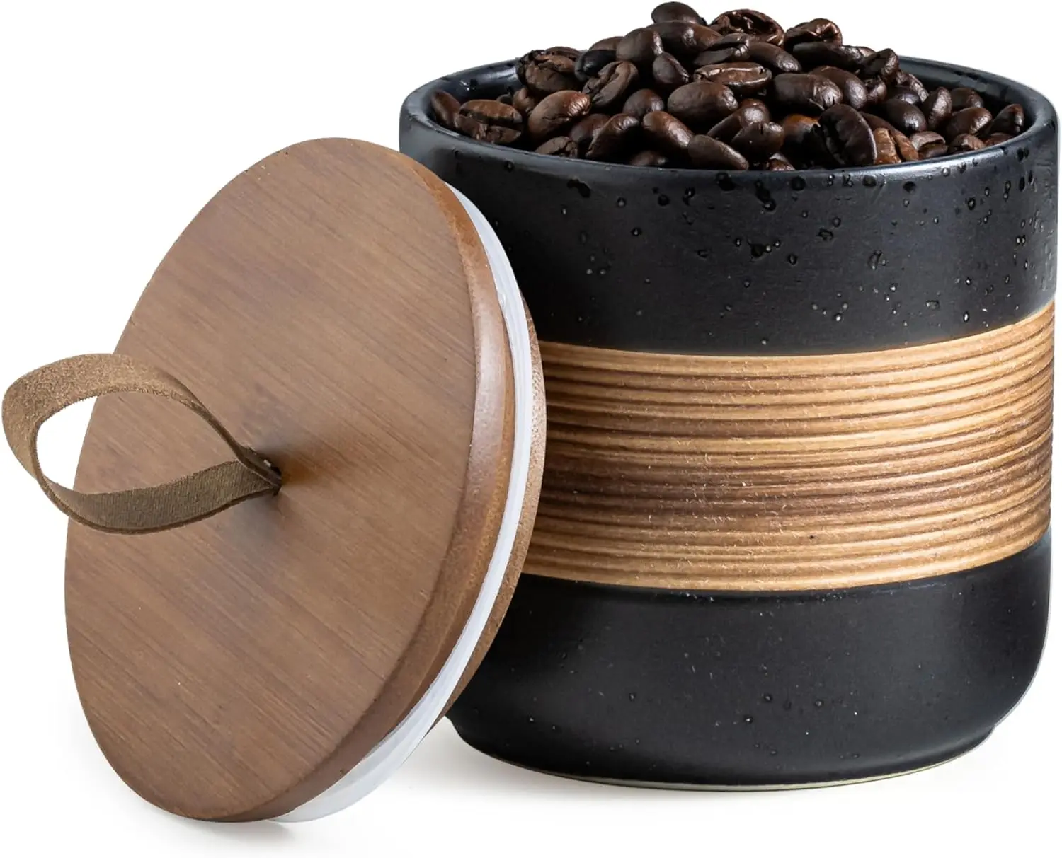 

Керамическая банка с крышкой, 18-контактный контейнер для кофе для специй, сахарного чая, штабелируемое кухонное хранилище, черный