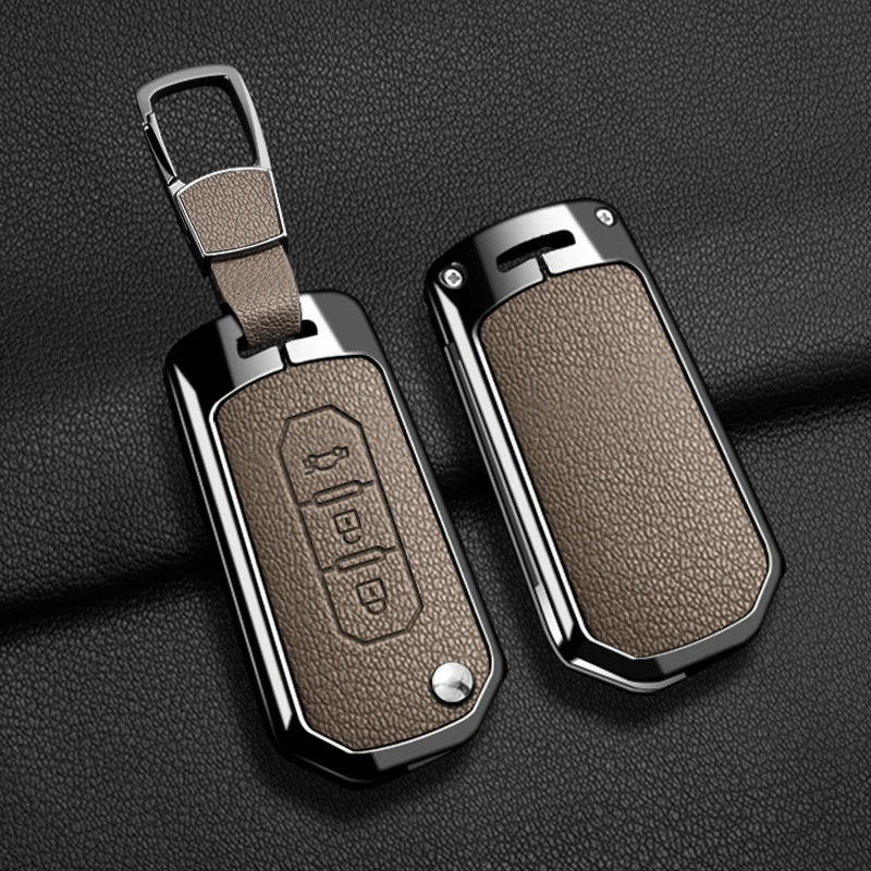 Metall+Leder Autoschlüsselhülle für Ford Territory EV, Schlüsselanhänger-Schutzhülle, Schlüsselkette, Auto-Zubehör – Detail 14