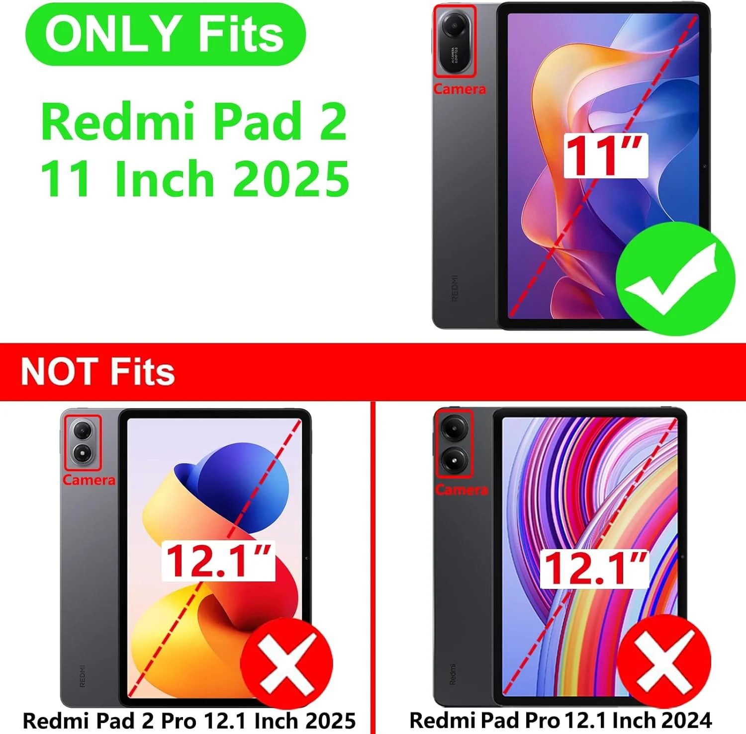 Screen Protector for Redmi Pad 2 (11 inch) 2025 Tablet Tempered Glass Film Rear Camera Protector Anti-fall/Anti-scratch 11 inch