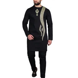 Set di vestiti da uomo africano abbronzante girocollo Top t-shirt pantaloni stile nazionale Casual uomo tradizionale Customes matrimonio 2 pezzi vestito