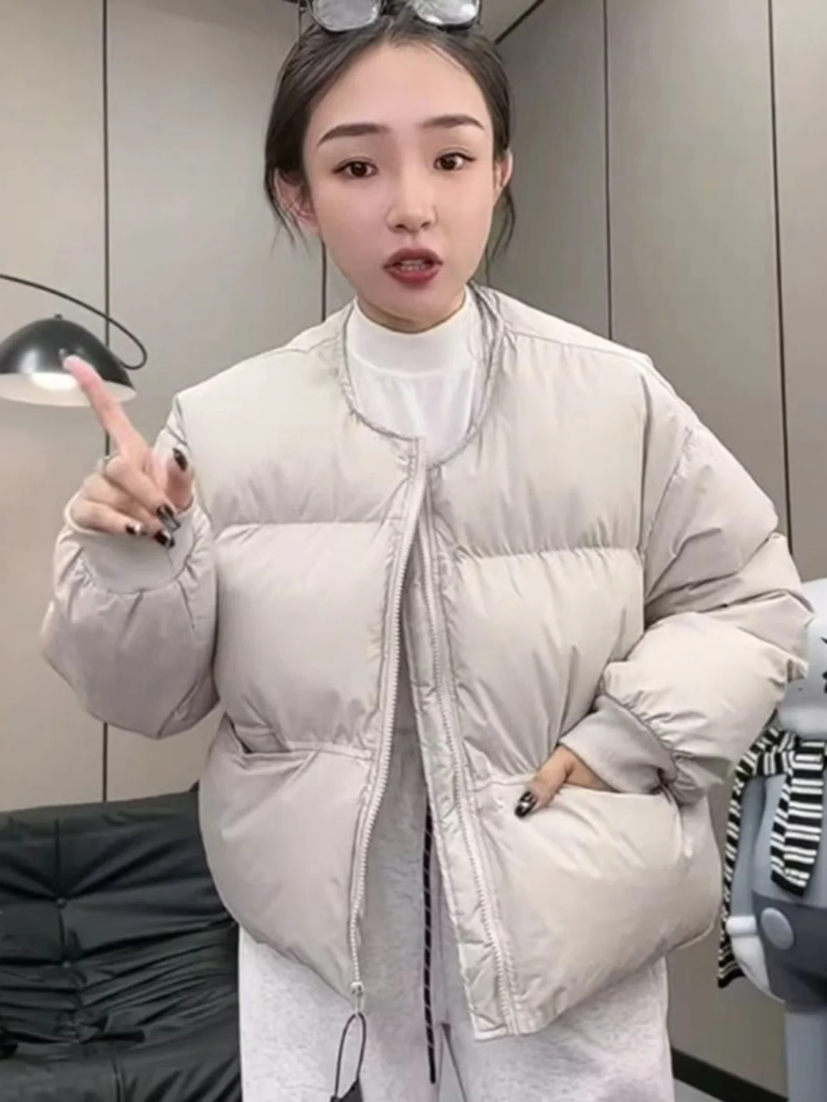 

Модная свободная хлопковая куртка для женщин: новая весенняя повседневная элегантная верхняя одежда в корейском стиле с молнией, удобная, удлиненная.