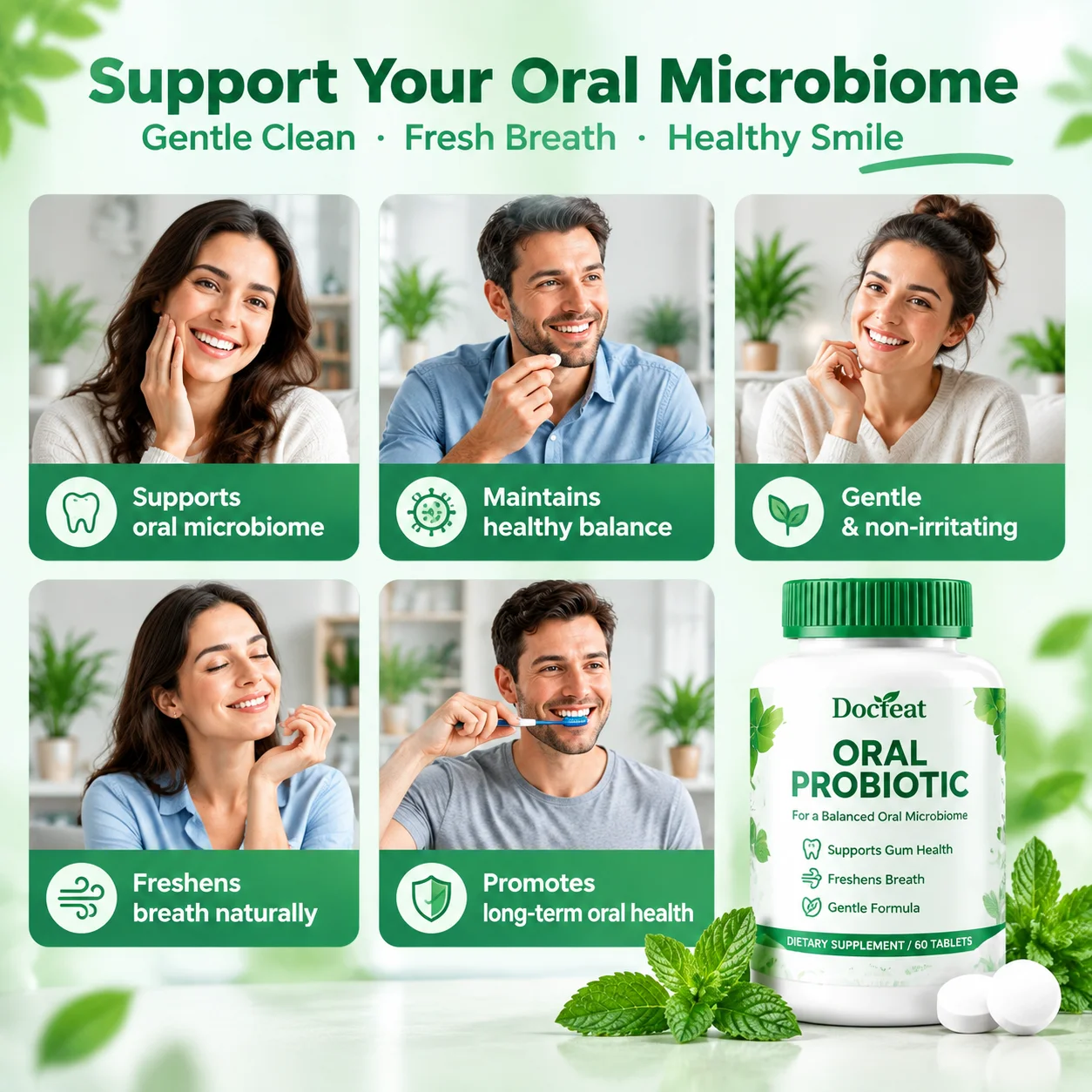 Oral Defence Tablets Promote Dental Enamel & Oral Flora Balance & Daily Digestion Hydroxyapatite 100mg Xylitol 50mg 60 Pills - view 4