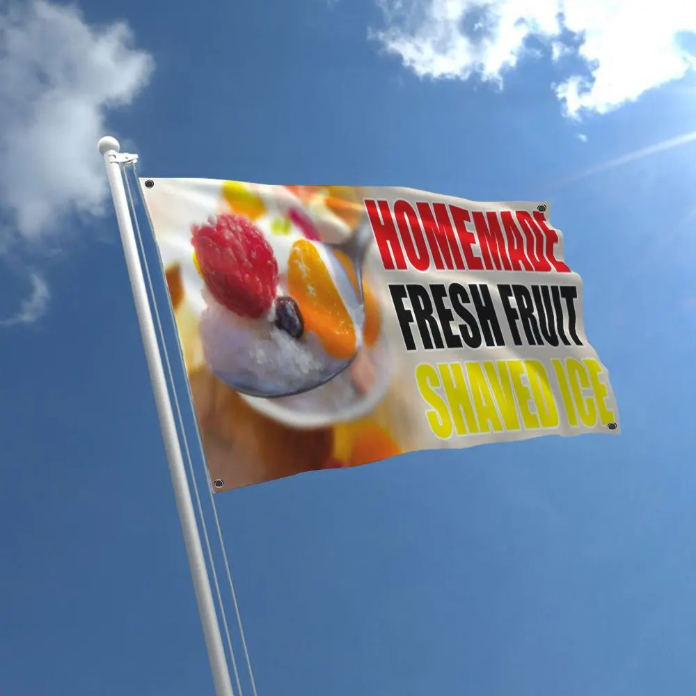 Homemade Fresh Fruit Shaved Ice Flag Durable Polyester Advertising Flag with Grommets for Indoor Outdoor Decoration