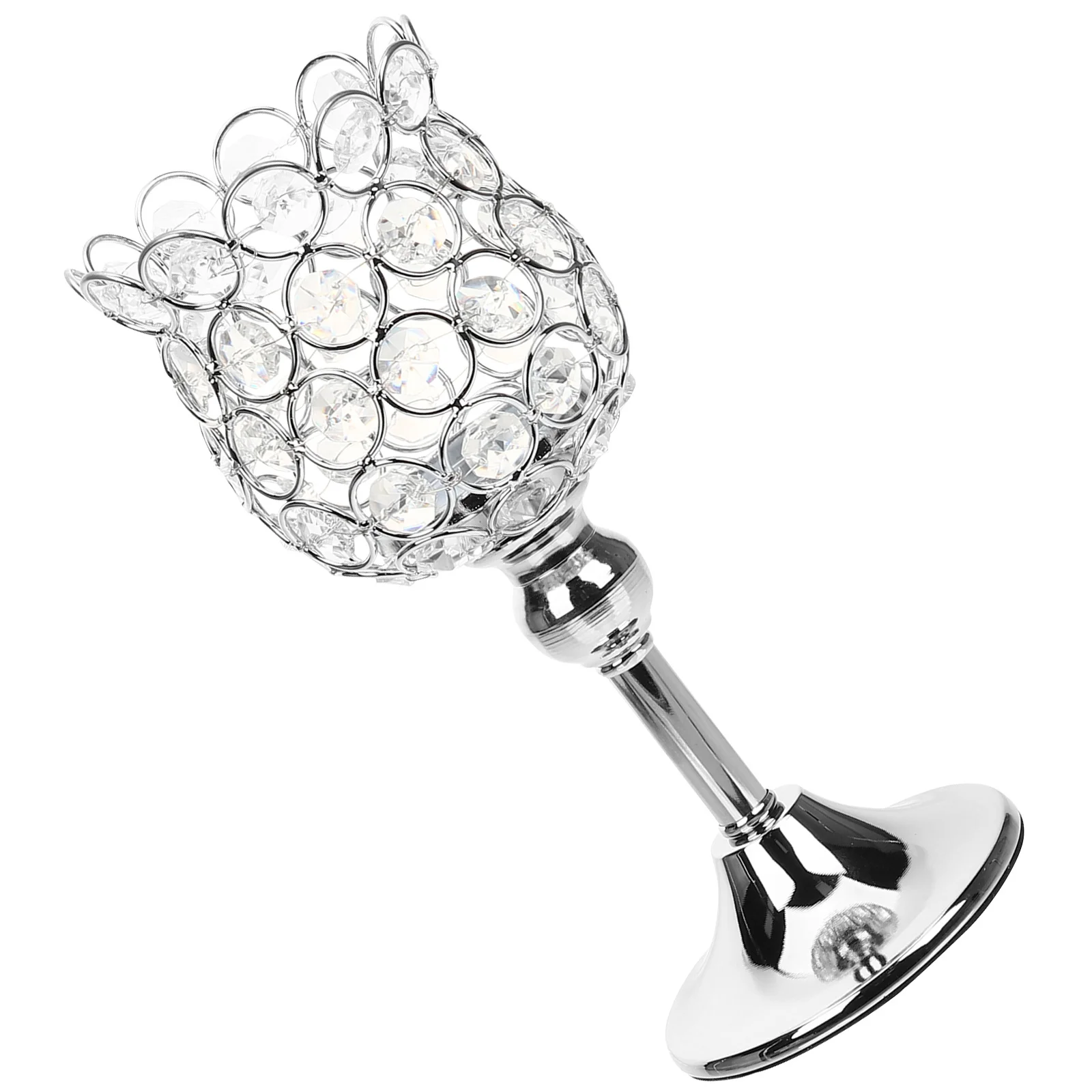 

22Cm Crystal Holder For Table Desktop Decorative Candlestick Flameless Tealight Holder Vintage European Centerpiece Home