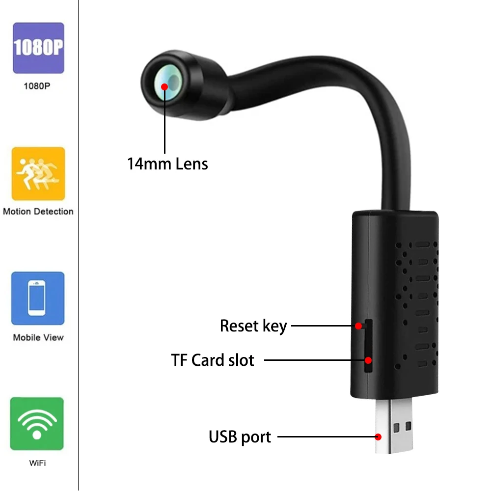 HD 1080P Mini Camera Night Vision Wifi Camera USB AP Hotspot 120° Ultra Wide Angle Motion Detection Video Surveillance Camcorder