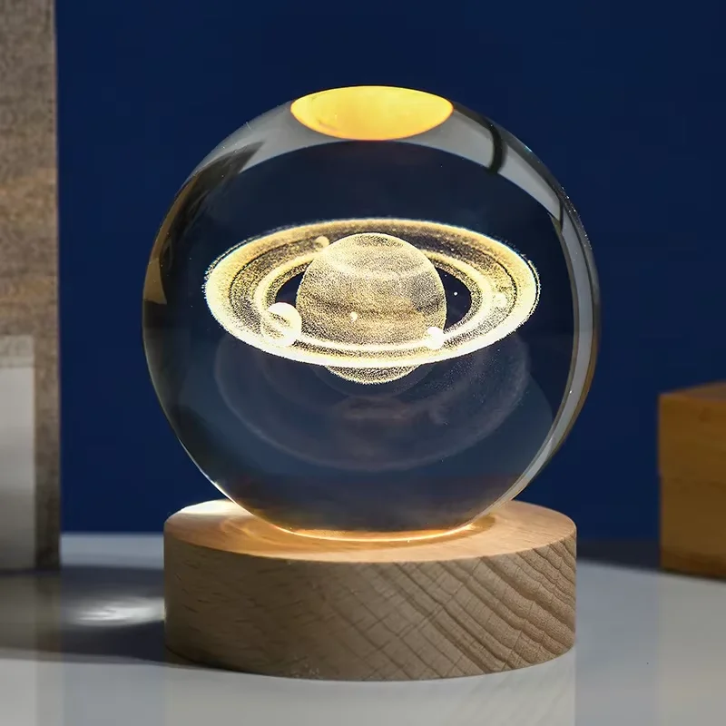 

LED Crystal Ball Table Lamp USB Night Light 3D Moon Planet Galaxy Decor for Home Table Lamp Party Toys for Kids Adult Xmas Gifts