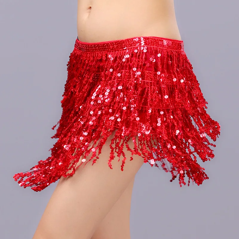 

Halloween new belly dance waist chain four layer sequin hip towel fringe waist belt dance performance costume