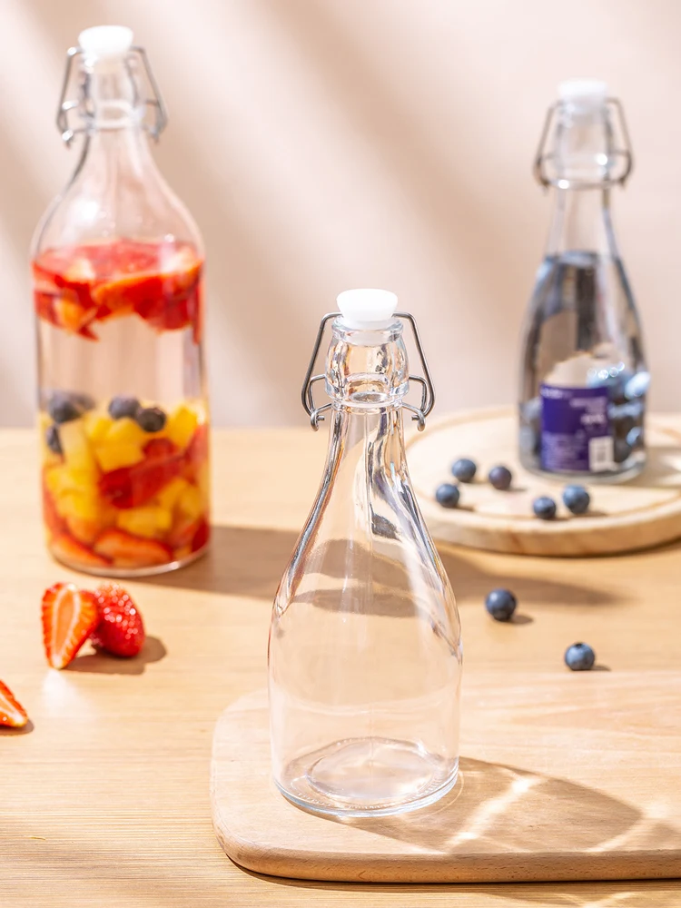 Sealed Glass Bottle for Brewing Wine Empty Bottle Fermentation Juice Bottle Transparent Storage Bottle Nordic Style Kitchen S...