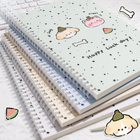 A5 Cartoon Line Coil Notebook Hard Cover Kawaii Korean Stationery School Supplies for Students back to school