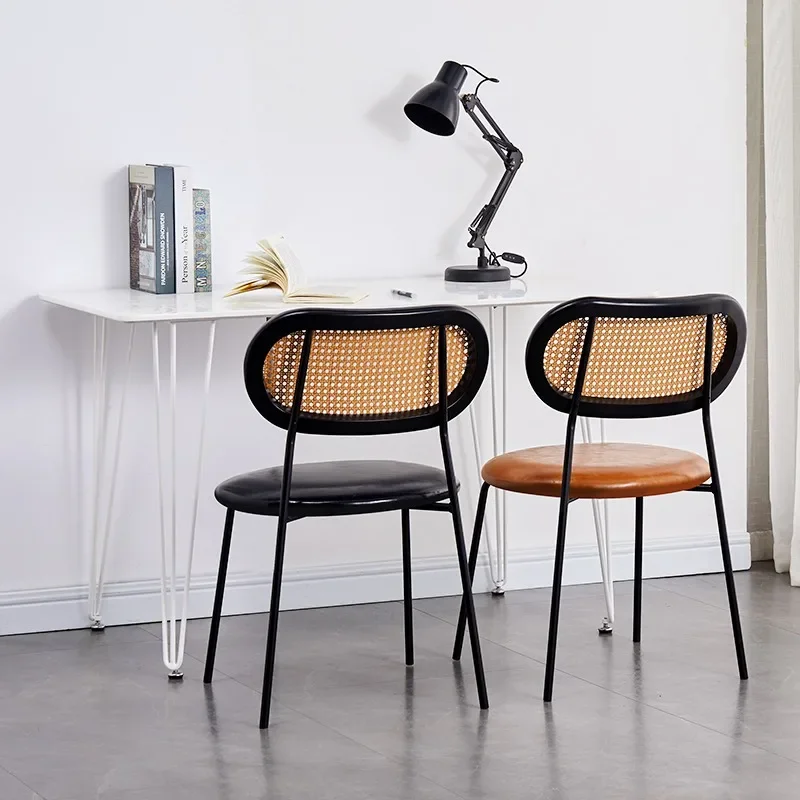 

Nordic Vine Weaving ChairSolid Wood Backrest Dining SeatMiddle Ages FashionLeisure Comfort Home Furniture New Arrivals