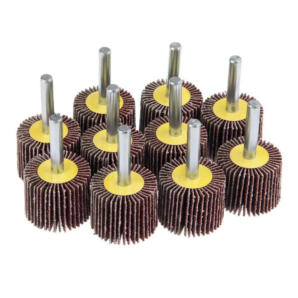 10pcs 80 Grit Flap Wheels 30mm X 25mm With 6mm Shank For Rotary Tool, Electric Drill Sanding Discs For Metal Wood Polishing