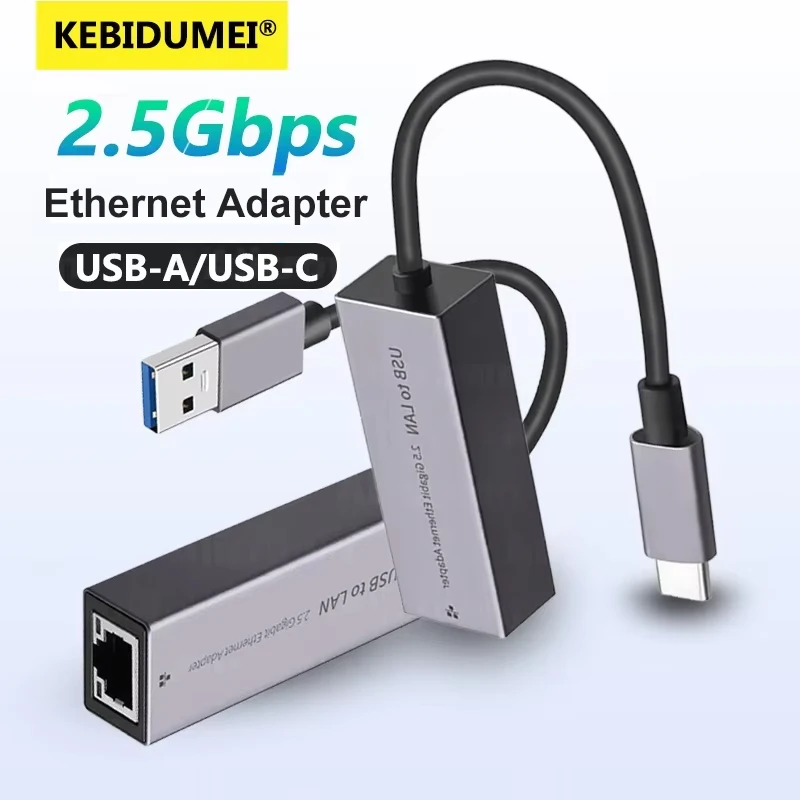 Adaptateur Ethernet USB 2500Mbps, carte réseau USB3.0 2.5G, adaptateur Internet Thunderbolt 3 Lan pour ordinateur portable Windows Mac OS USB-A/C