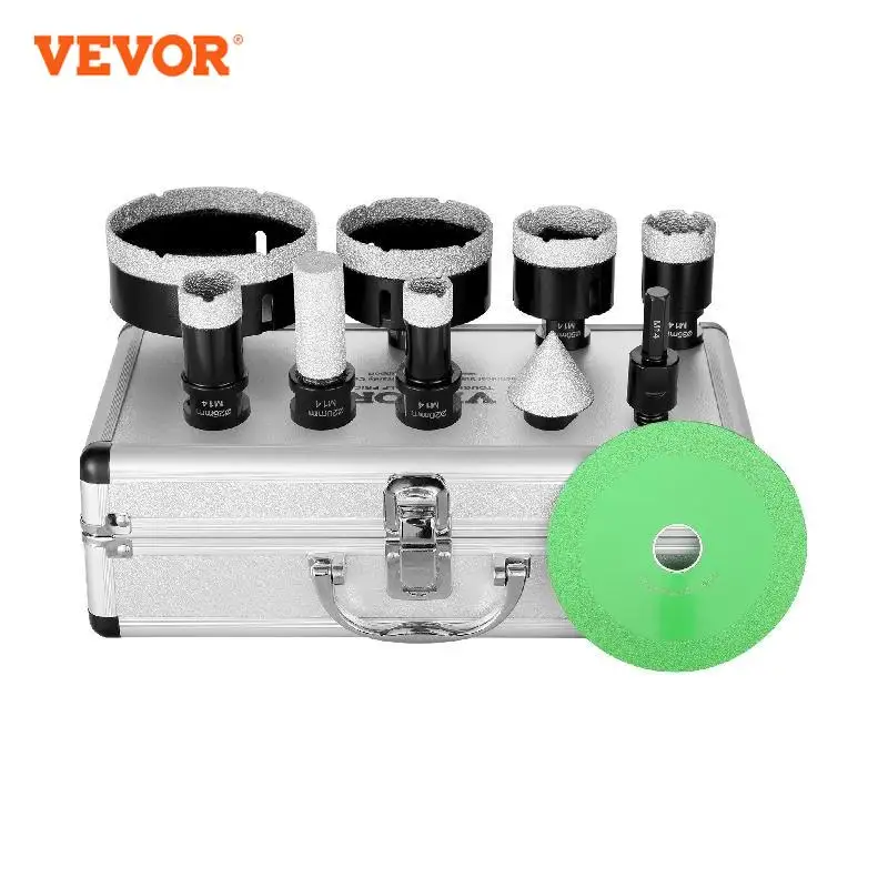 

VEVOR 6/7/8/10/11 PCS Diamond Core Drill Bit Set Diamond Hole Saw Kit Finger Milling Bit Cone Bit Saw Blade and Storage Case