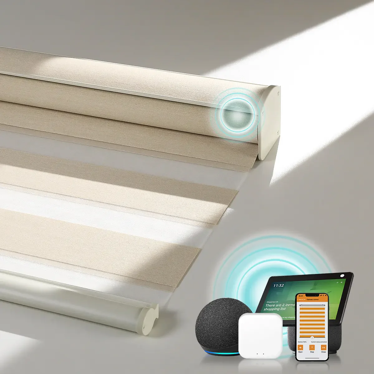 عالية الجودة مقاوم للماء مقاومة للحريق بمحركات لاسلكية للتحكم عن بعد ليلا ونهارا زيبرا الستائر للحمام #4