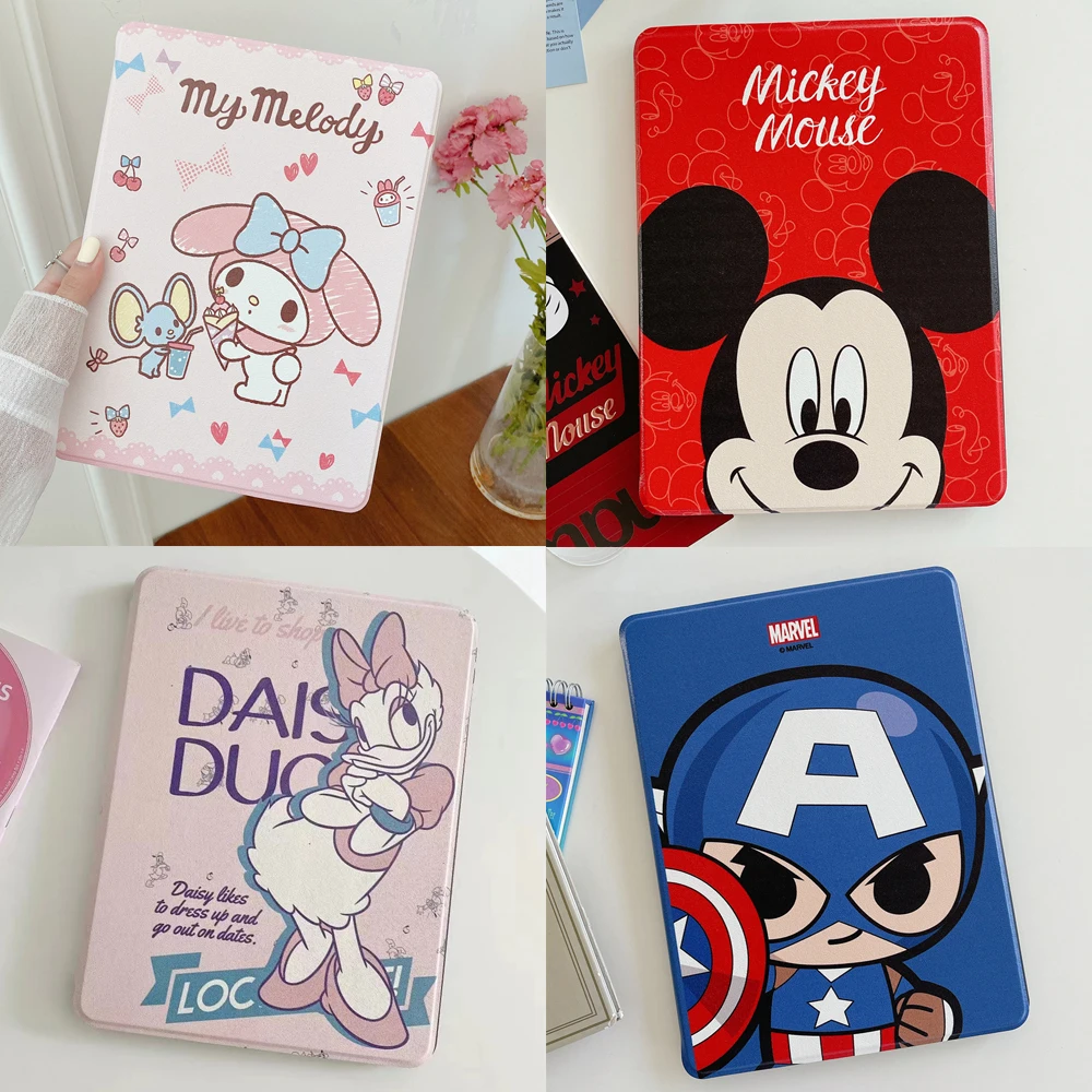 360° Rotation Case For iPad Pro 11 Air 4 5 3 10th 2022 10.9 10.2 7th 8th 9th Gen 9.7 5/6th Cover Sanrio Kitty Disney Mickey