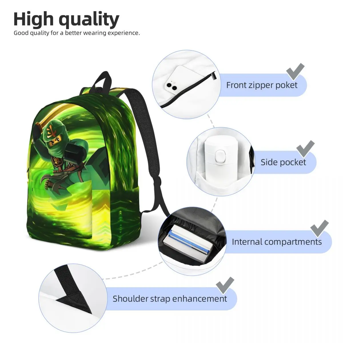 Ninjagos Japanese Manga Backpack Elementary High College School Student Bookbag Teens Daypack Outdoor