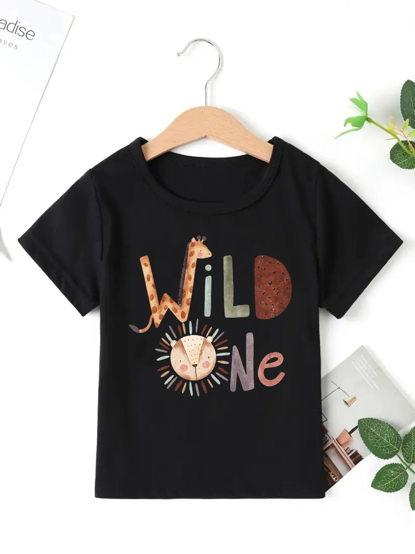 

Funny Wild One Lion Giraffe Printed T Shirt Girls/Boys 1st Birthday Gift Shirt Kawaii Kids Clothes Summer Short Sleeve Shirt