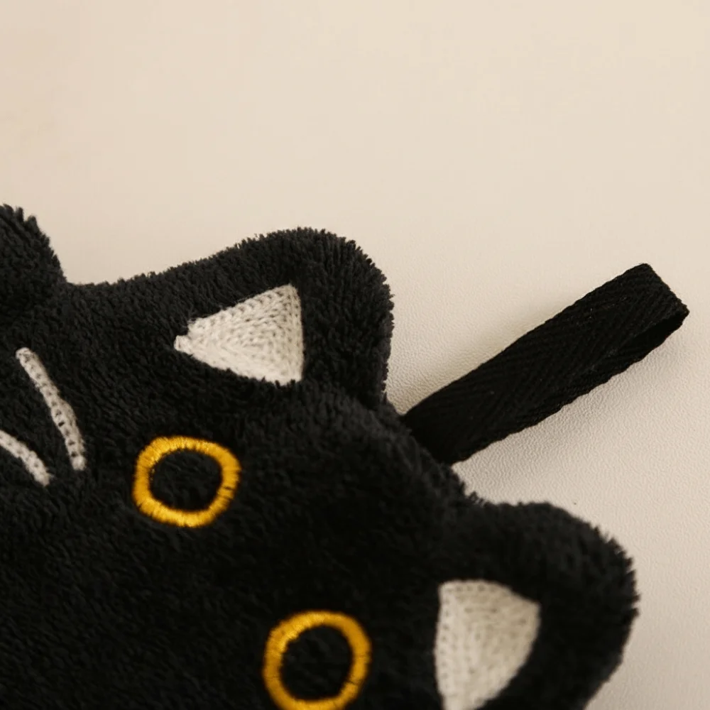 Cat Shaped Kitchen Wipe Towel Strong Absorbent Coral Fleece Hanging Hand Towel Quick Dry Heat Resistant Handkerchief Towel Home