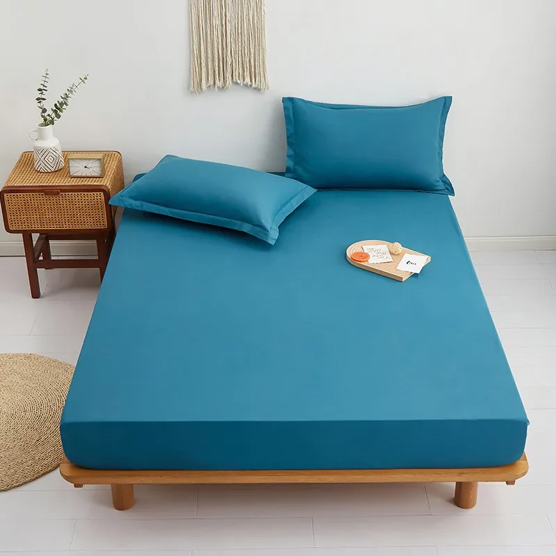

100% Cotton Mattress Covers with Elastic Bands Air-Permeable Non Slip Fitted Sheet for Single Double Anti-Pull King Queen Bed
