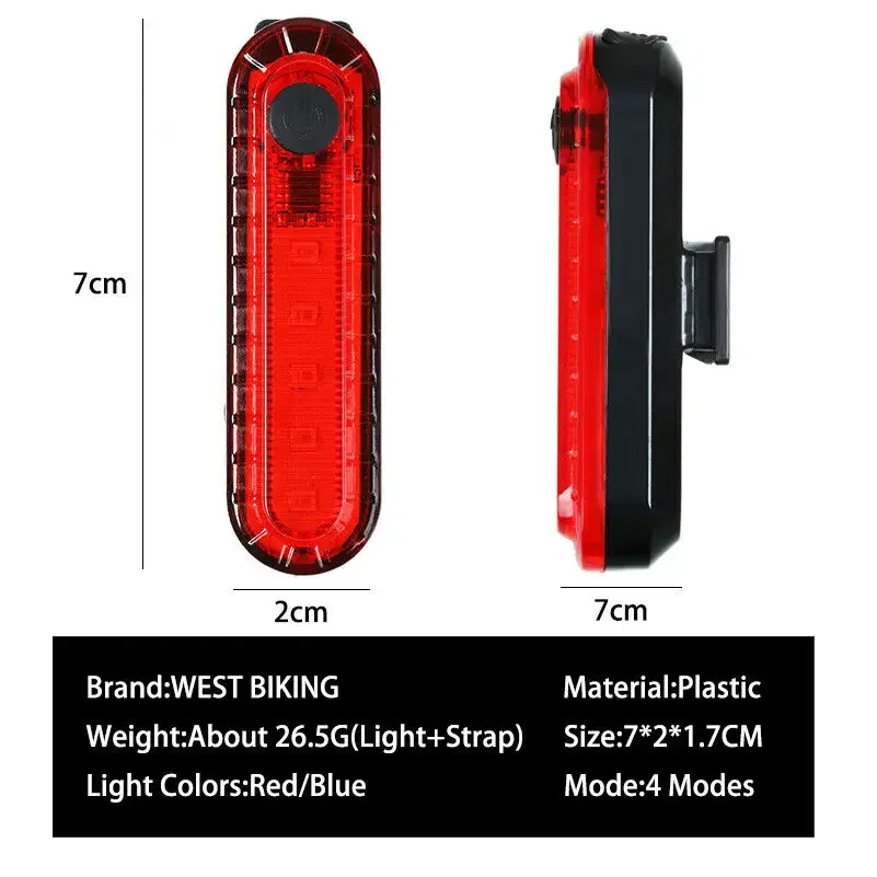 Bike Tail Light USB Rechargeable LED Bright Rear Red Bike Light Cycling Safety for Night Riding Lighting Back Bicycle Taillights