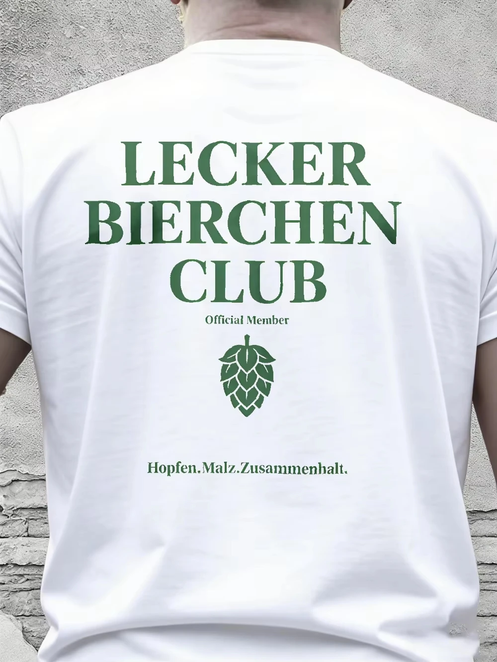 Lecker Bierchen Club- Cotton T-Shirt Designed for Beer Lovers Featuring A Hop and Malt Pattern Classic Fit Soft and Comfortable