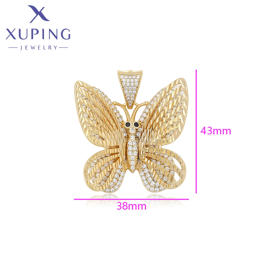 Xuping Jewelry New Arrival Fashion Light Gold Color Butterfly Charm Pendant Necklace for Women Girls Exquisite Gift