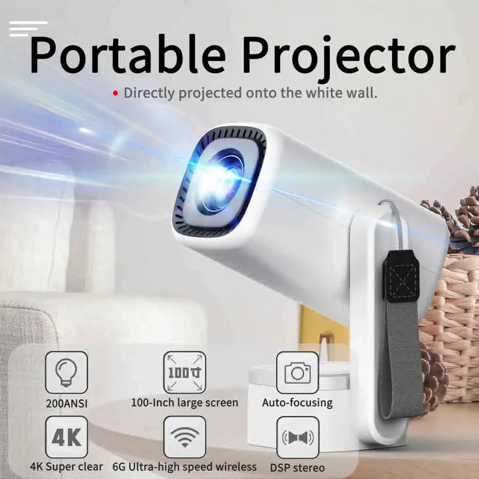 

P36 4K Portable Mini Projector With Built-in Speakers WiFi 6 Android System Auto Focus For Home Theater