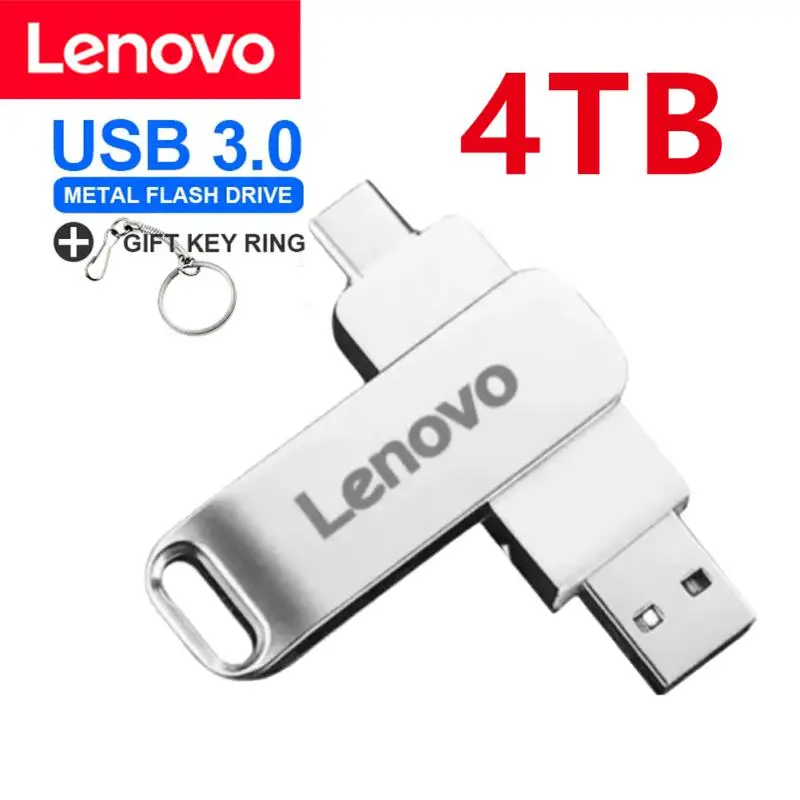 Lenovo-High Speed Metal USB 3.0 Pen Drive, Transferência Pendrive, Cle, Disco U Portátil, Memory Stick, 4TB, 8TB, 16TB