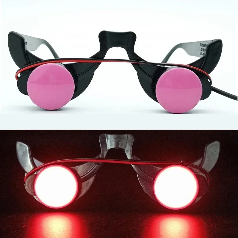 Lunettes LED lumineuses pour Halloween, accessoires de jeu animés, lunettes Shoes fantaisie drôles, yeux rouges, accessoires de cosplay masplay, accessoires de fête Tim ade