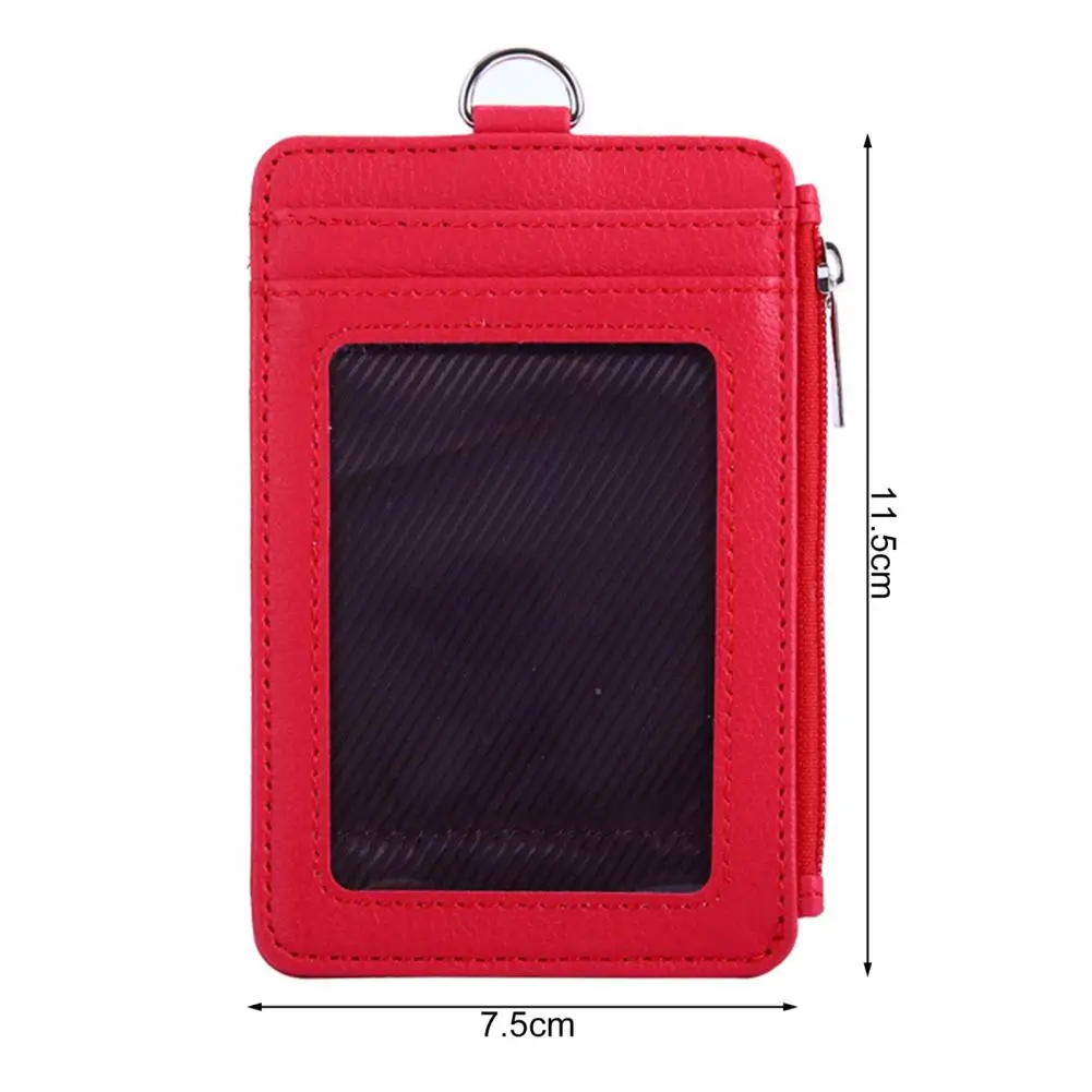 حامل شارة معرف مع الحبل ، نافذة واضحة ، 5 فتحات بطاقة ، والجلود فو ، وحالة الموظف ، محفظة النقود سستة ، 2 في 1