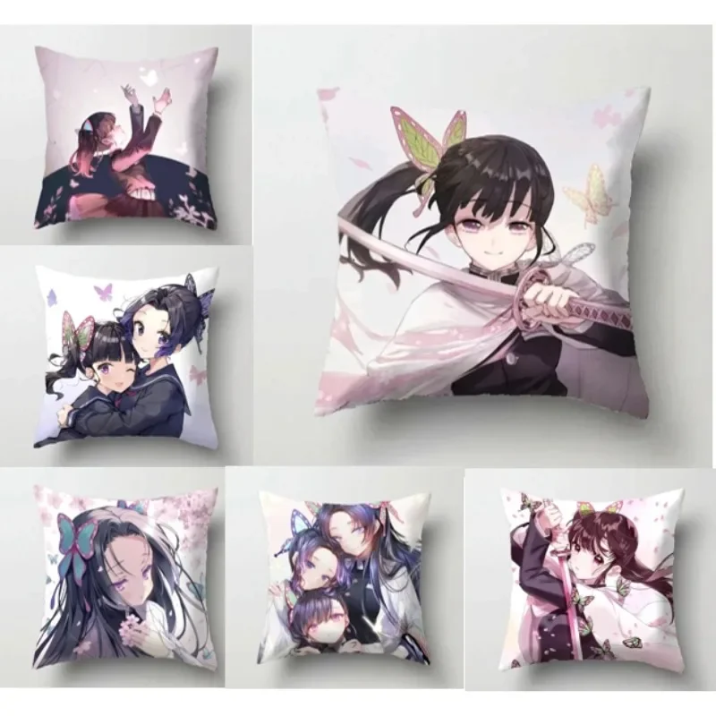 Pillowcase Anime Demon Tsuyuri Kanao Slayer Cushion Cover Anime Girl Pillow Cover Home Textile Decorative Sofa Cushion