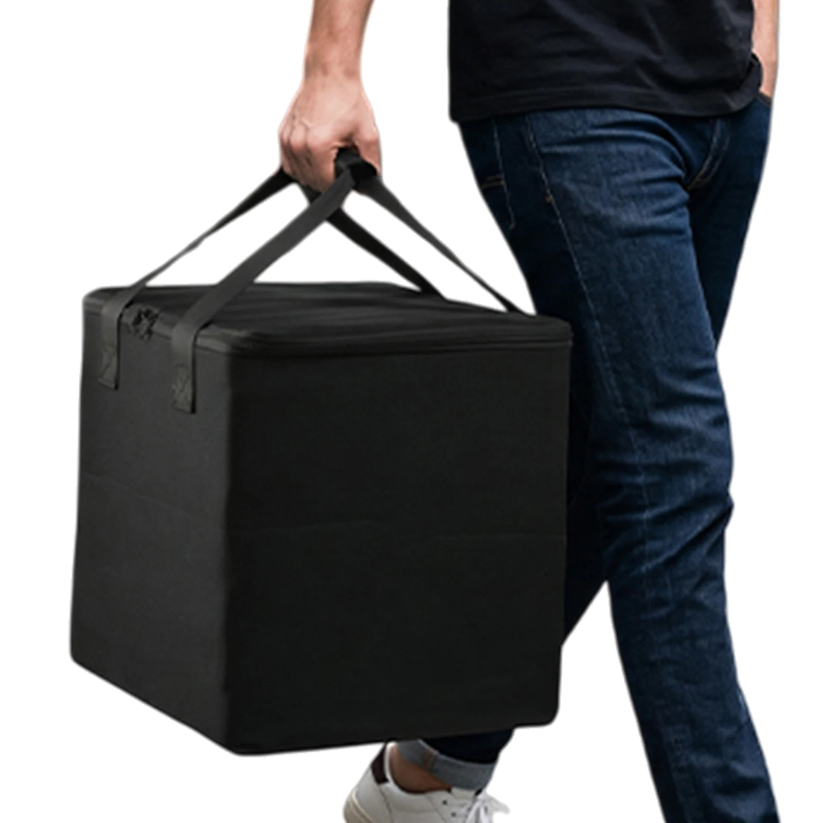 12-inch Vinyl Record Storage Bag with Lid & Handle LP Storages Organizer Crate Albums Storage Carrying Case for Valuable Album
