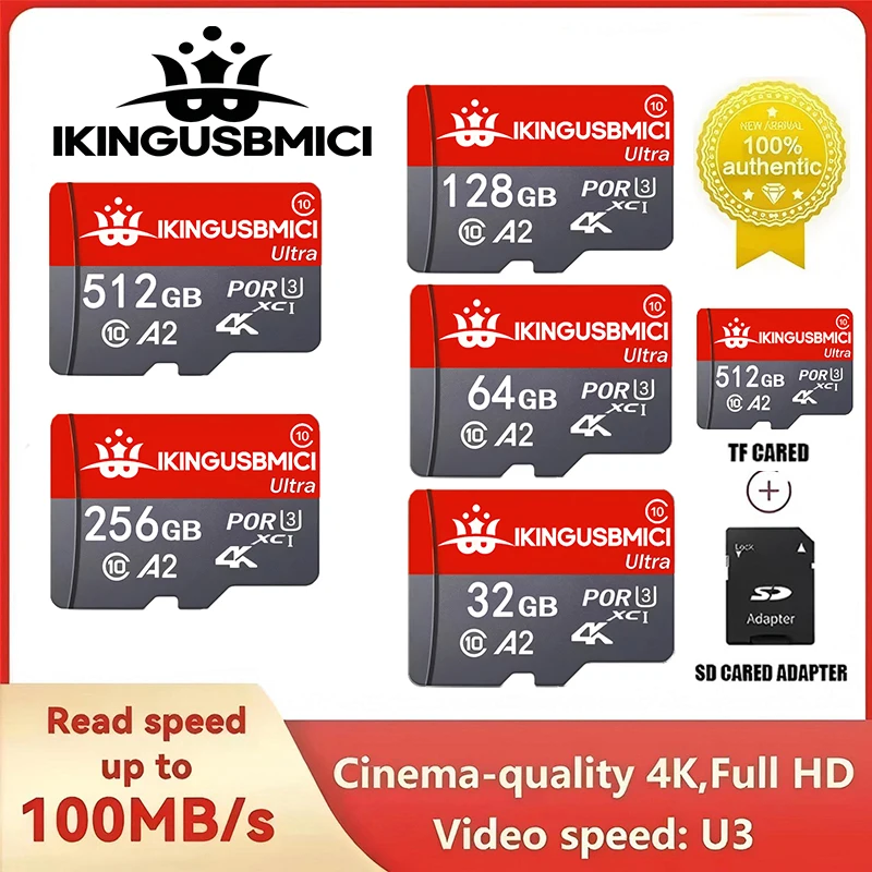 

SD Cards Memory Card Micro TF SD Card TF Cards 32GB 128GB 512GB 256GB Magnet Proof A2 Transfer for Smartphone PC Gaming Mobile