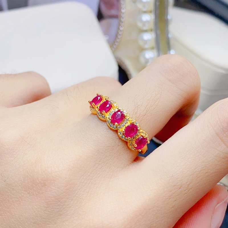 Natural Ruby Rings for women silver 925 jewelry luxury gem stones 18k gold plated free shiping items