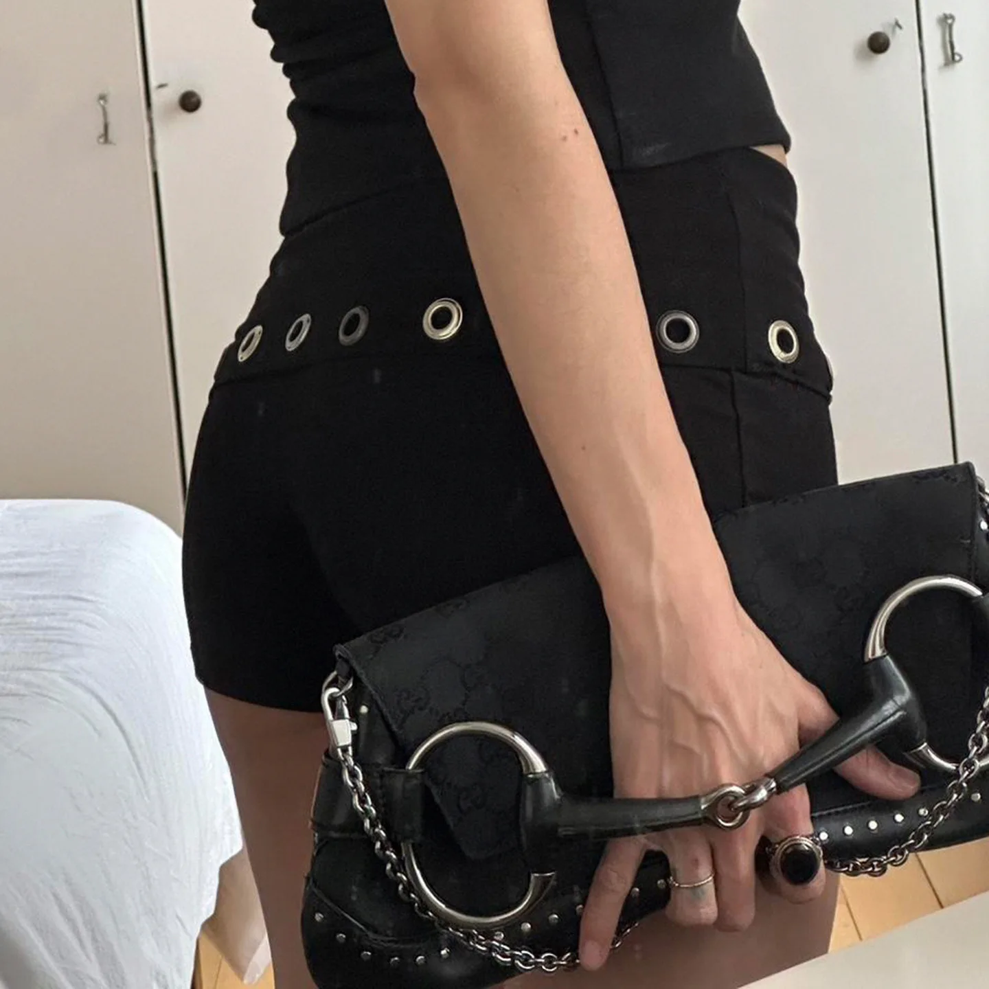 Sexy spice girl wind corns pleated low waist pocket hip shorts small elastic tight slim casual pants children's clothing