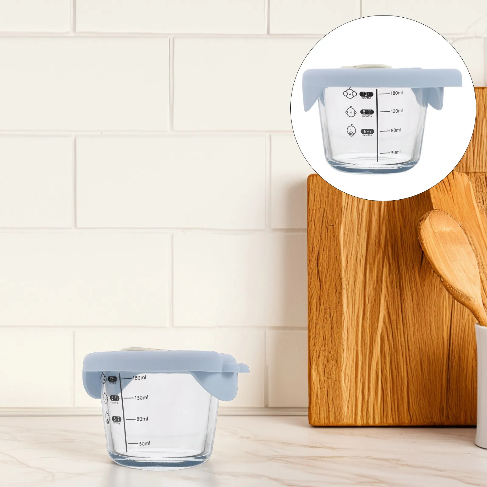 

Набор из 2 стеклянных контейнеров для детского питания с силиконовыми крышками, 180 мл, герметичные, штабелируемые, круглые миски для приготовления еды для младенцев