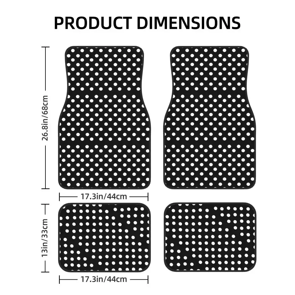 Classic black and white dots 4-piece Set of Waterproof and Anti Slip Car Floor Mats Universal Car Anti Fouling Floor Mats