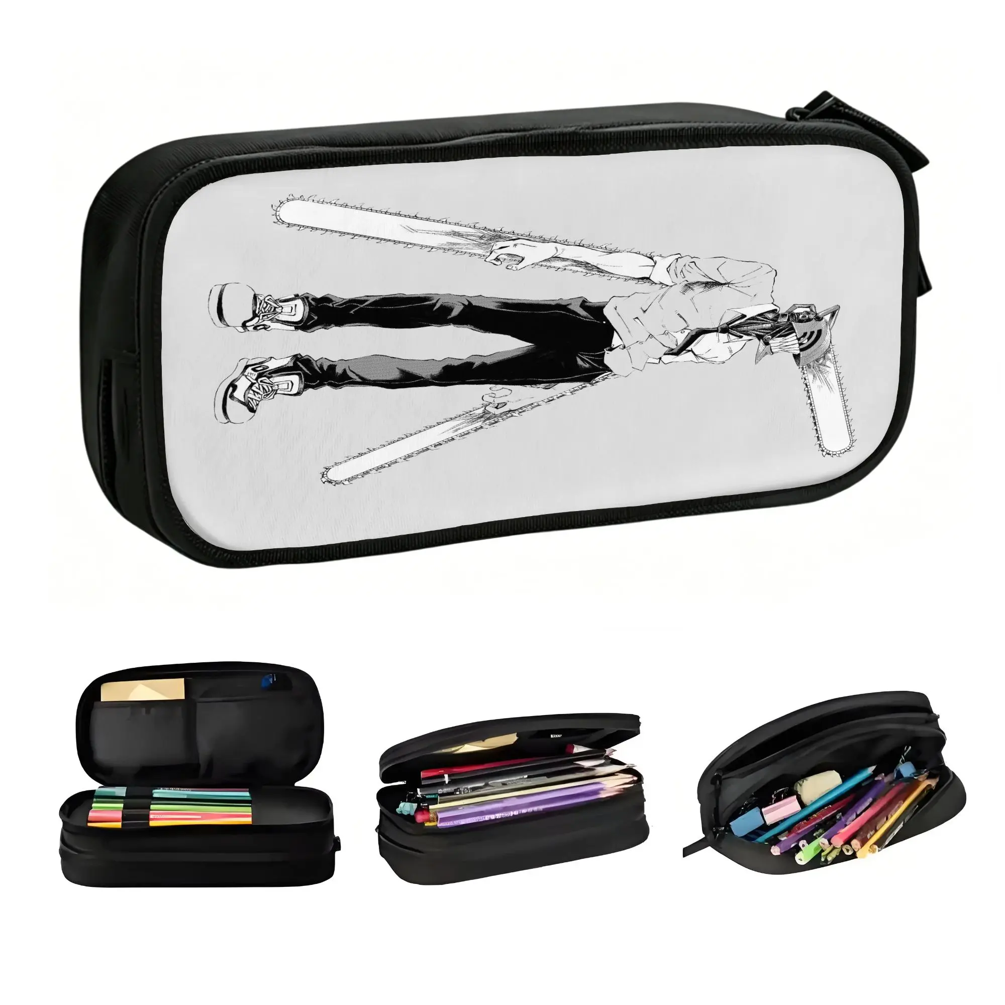 

Custom Korean Chainsaw Mans Pencil Cases for Boys Gilrs Cartoon Large Storage Pen Bag Box School Supplies