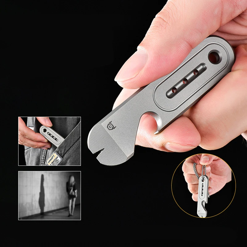 Titanium Alloy Portable Pry Bar Pioneer EDC Key Pendant Outdoor Multifunctional Pry Bar