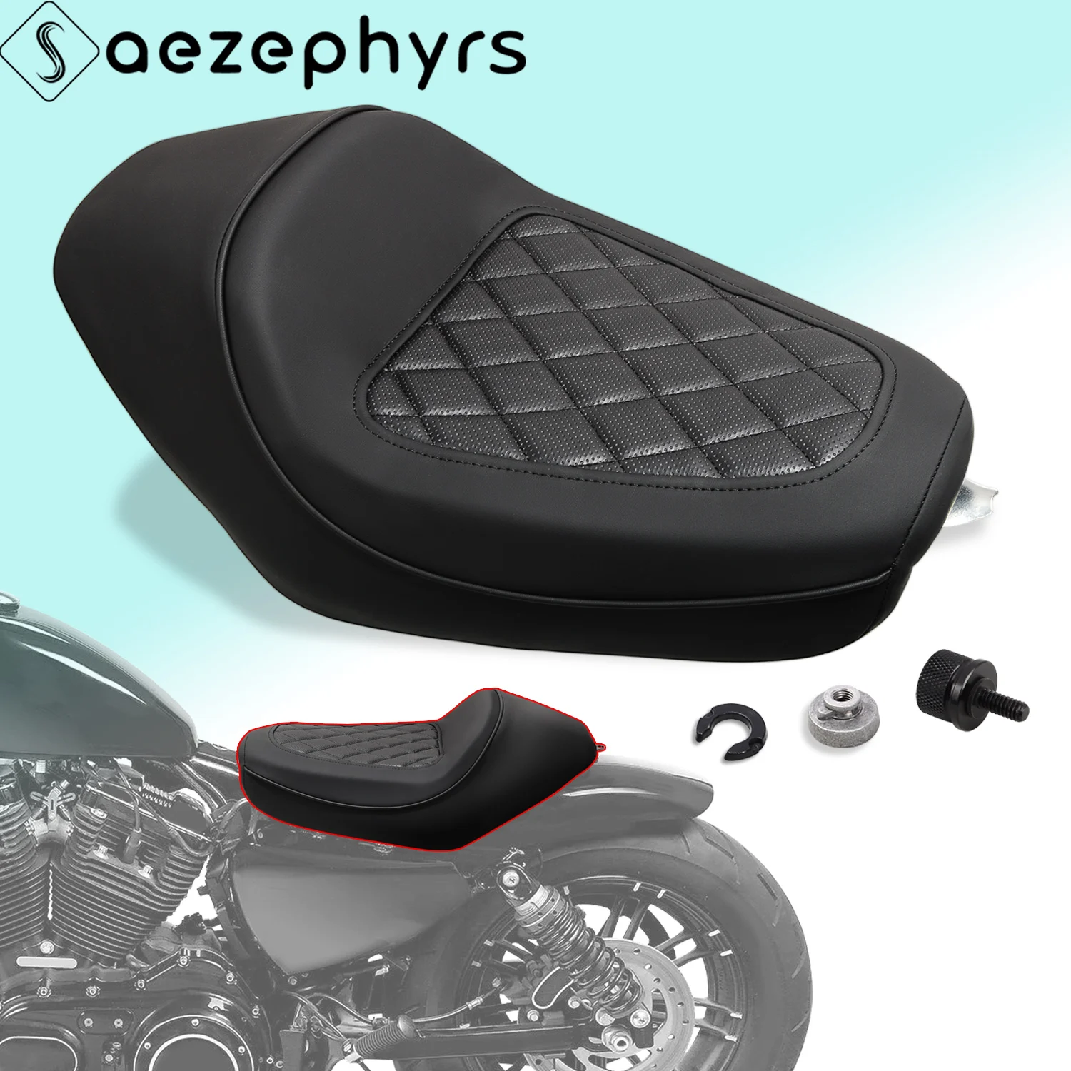 

Motorcycle Front Driver Cushion Rider Solo Seat for Harley Sportster Iron XL883 1200 Forty-Eight SuperLow Seventy-Two 2010-2022