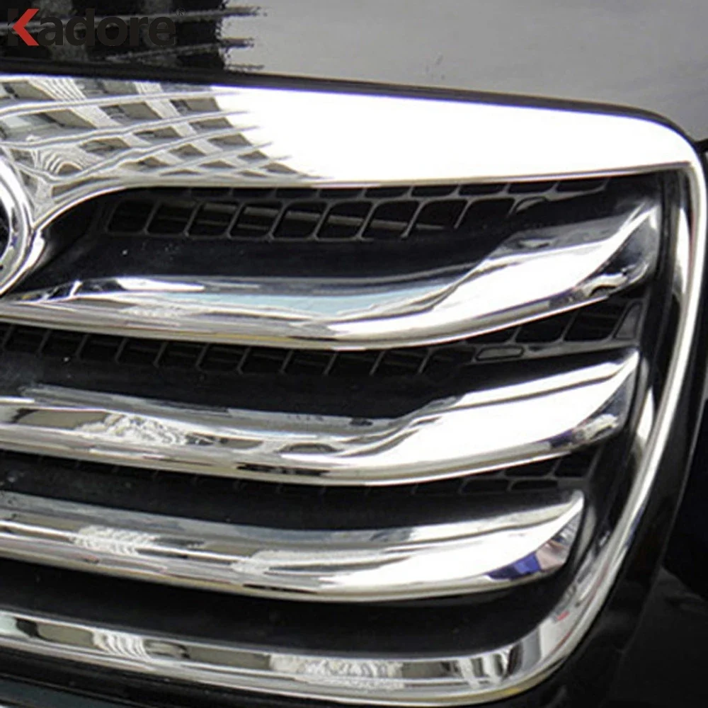 For Hyundai Santa Fe 2010 2011 2012 ABS Chrome Front Center Grille Around Trim Racing Grill Strip Accessories Car Styling