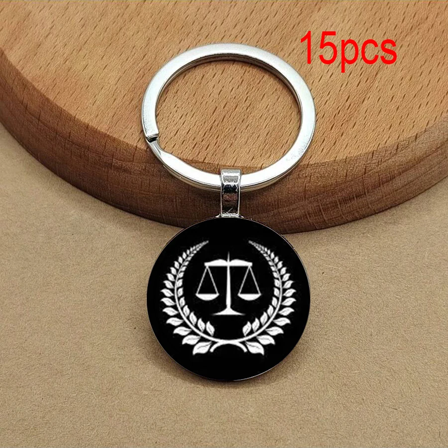 15pcsDiy Lawyer Keychain Justice Balance Judge Justice Hammer Keychain Law Student Gift Legal Justice Logo
