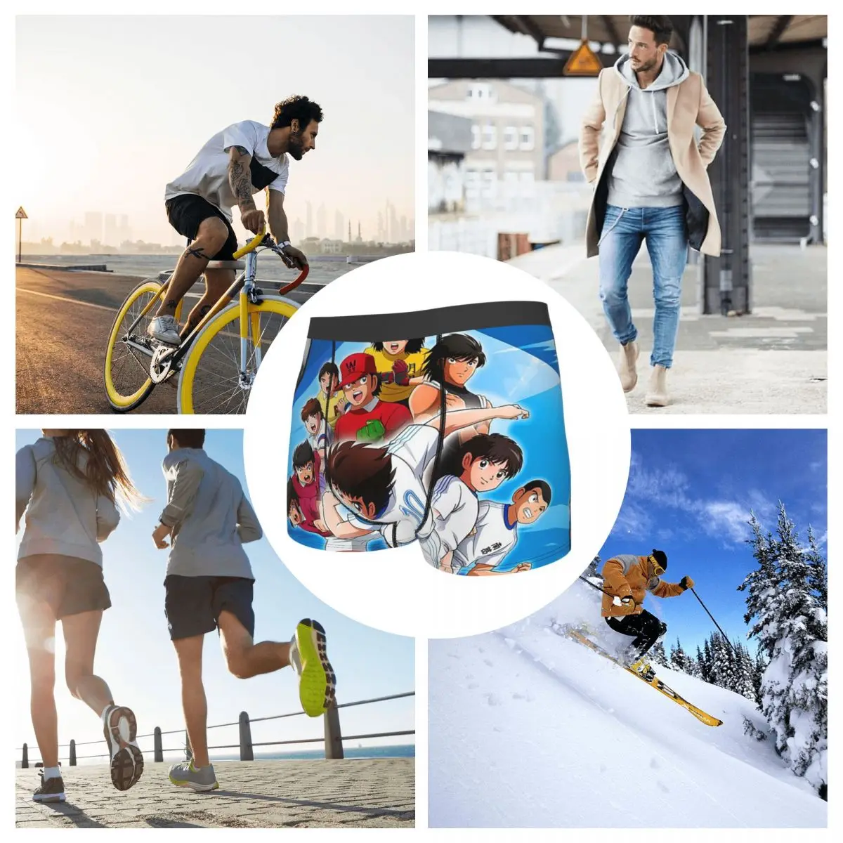 الملاكم السراويل السراويل اليابان كرة القدم مانغا الكابتن Tsubasa سراويل الذكور تهوية الملابس الداخلية ل أوم رجل صديقها هدية