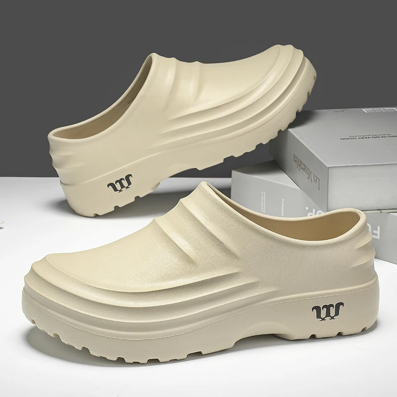 New Men's Anti-slip Chef Shoes Sandals for Men Working Shoes Waterproof Fashion Garden Shoes Clogs for Beach Slippers Size 36-48